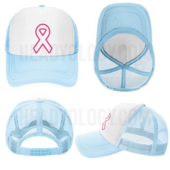 Cancer Awareness Hat Pink Ribbon Baseball Trucker Hat(Choose your color) - Picture 16 of 16
